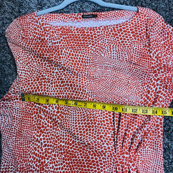 J. McLaughlin Animal Print Orange 3/4 Sleeve Ruched Waist Women Catalina Top - Picture 8 of 9